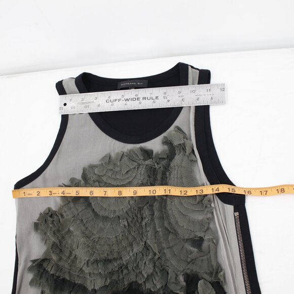 Barbara Bui Top Women XS Cotton Silk Ruffle Sleeveless Side Zip Crew Neck - Picture 11 of 11